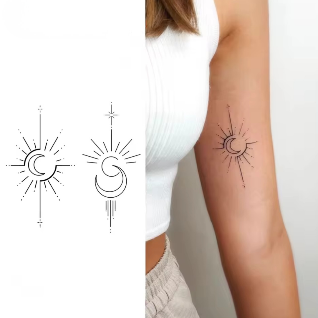 Mond und Sterne Tattoo