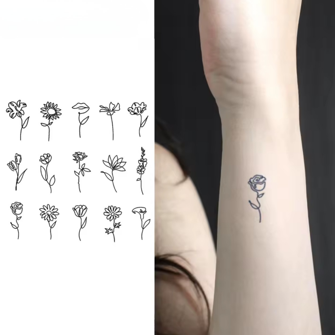 Mini Blumen Tattoo Set (15 Stück) - Inkari-shop