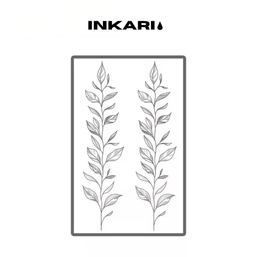 Blätterzweig Tattoo Set (2 Stück groß) - Inkari-shop