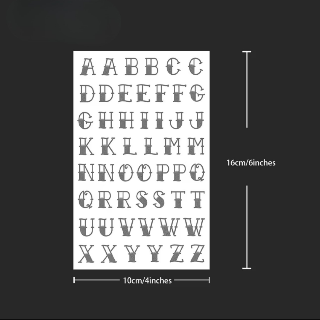 Buchstaben Tattoo Set (62 Stück)