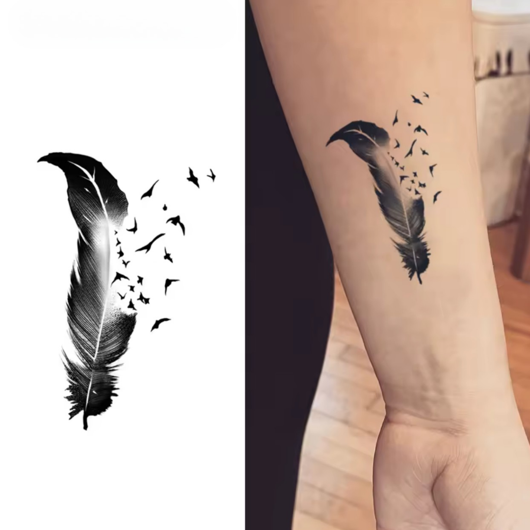 Vogel Feder Tattoo - Inkari-shop