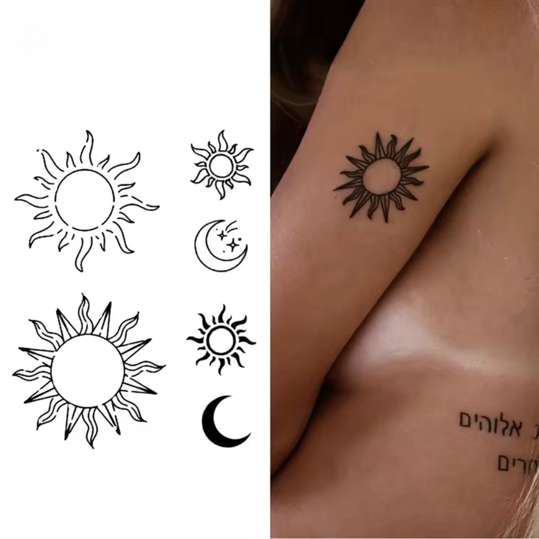 Sonne und Mond Tattoo Set (6 Stück)