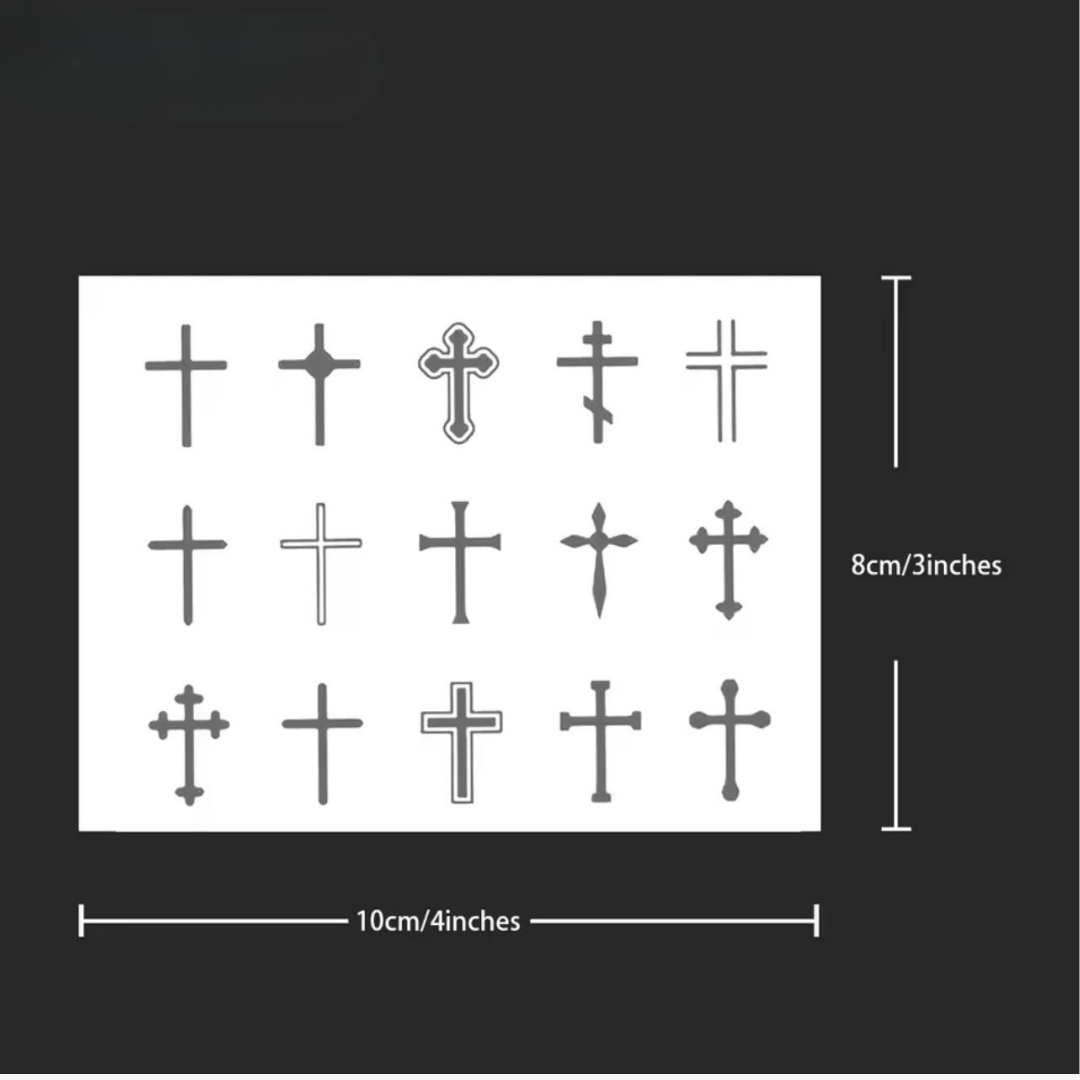 Kleines Kreuz Tattoo Set (15 Stück)