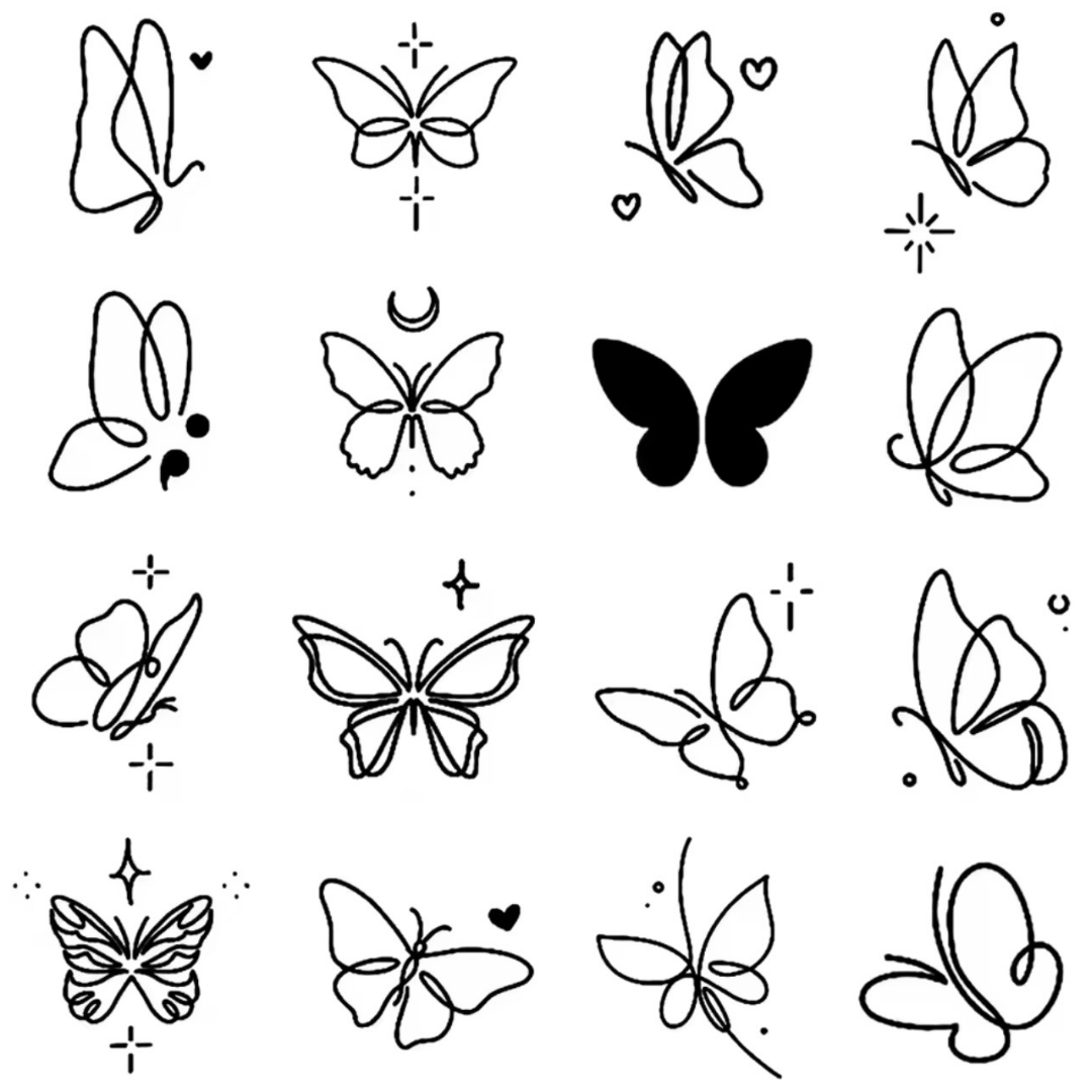 Schmetterling Tattoo Set (16 Stück)