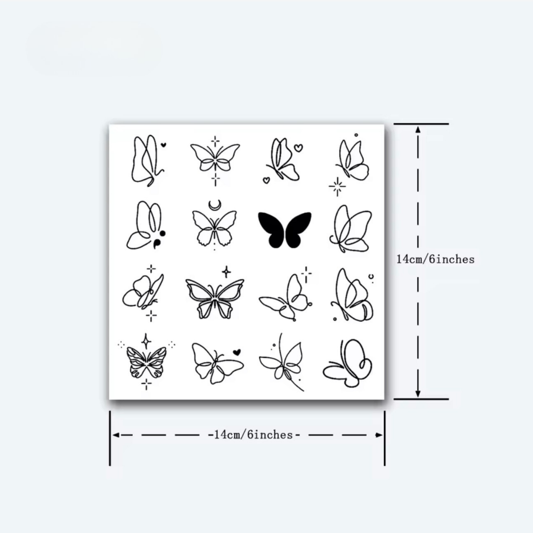 Schmetterling Tattoo Set (16 Stück)