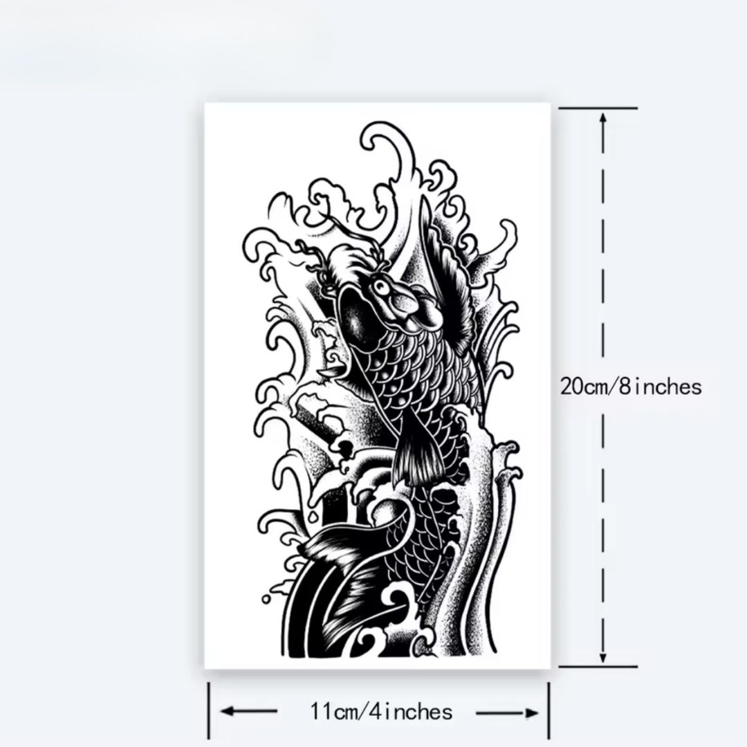 Wellen Fisch Tattoo - Inkari-shop