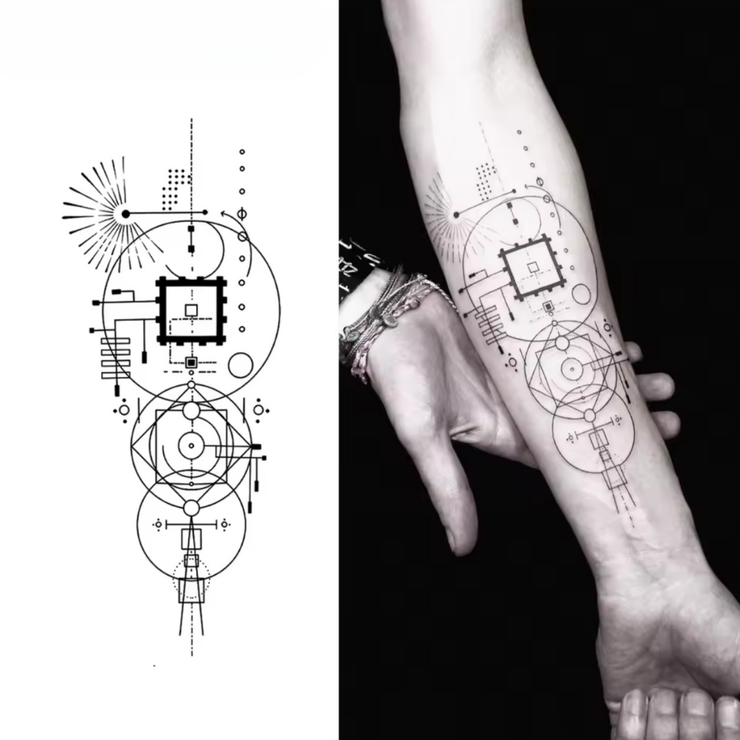 Geometrisches Design Tattoo - Inkari-shop