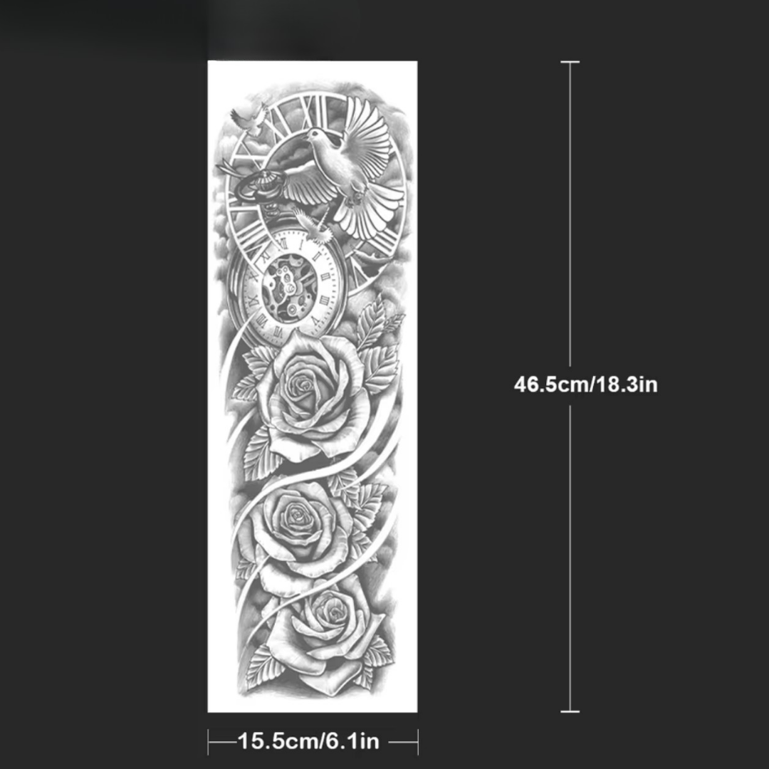 Rosen Tauben Tattoo Sleeve - Inkari-shop