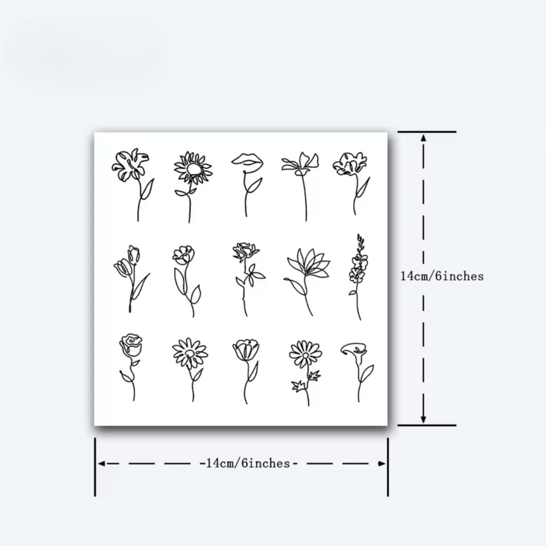 Mini Blumen Tattoo Set (15 Stück) - Inkari-shop