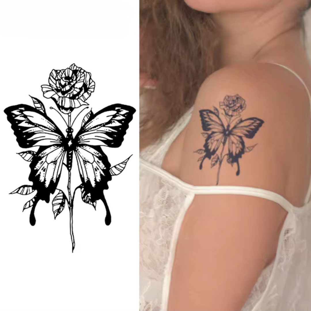 Schmetterling Rosen Tattoo
