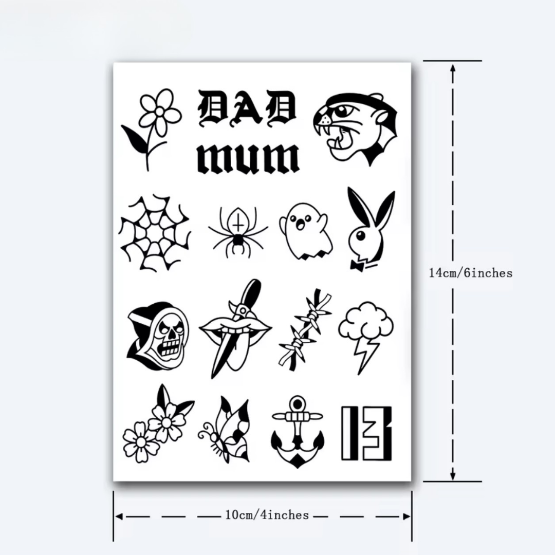 Black mini Tattoo Set (16 Stück)