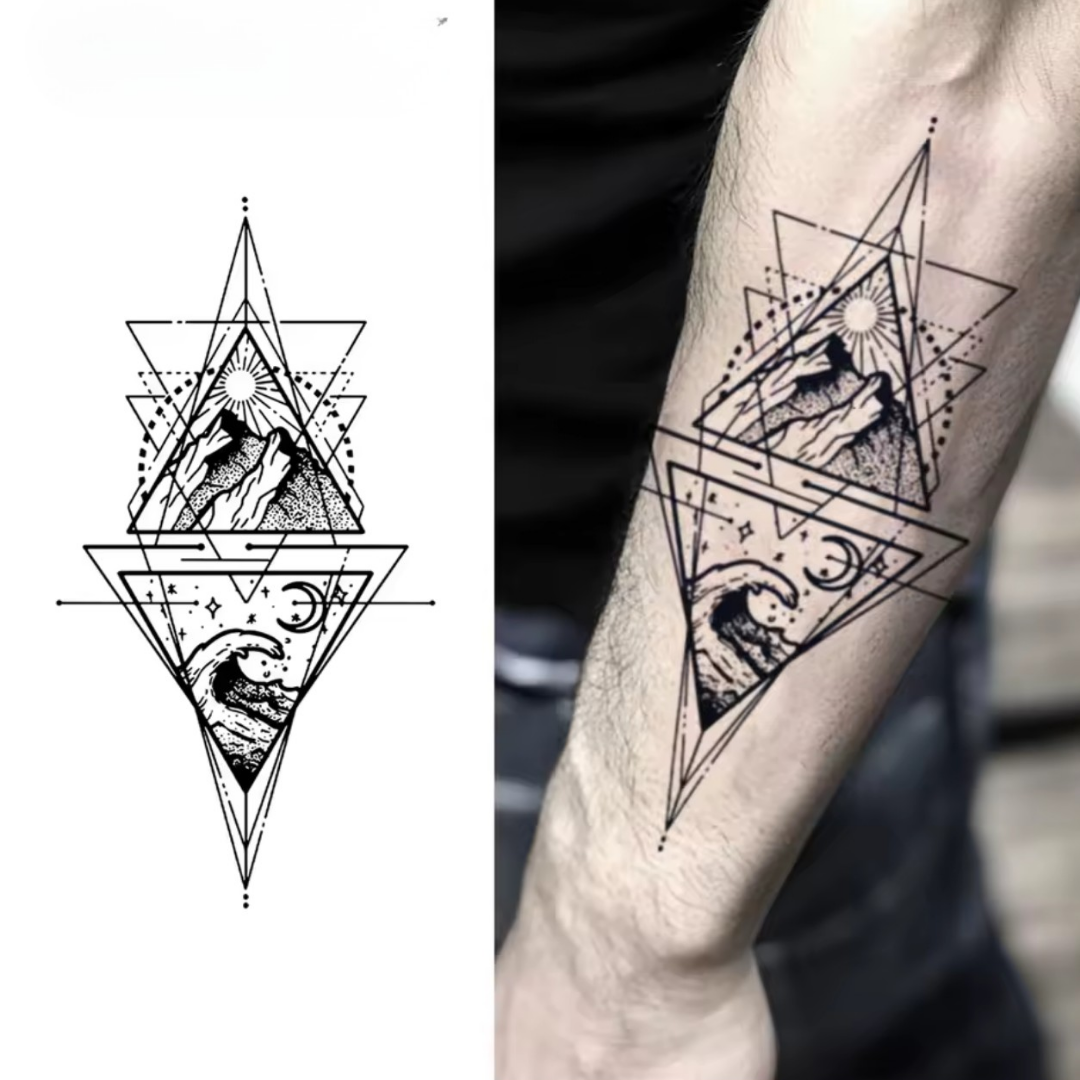 Berge und Wellen Tattoo