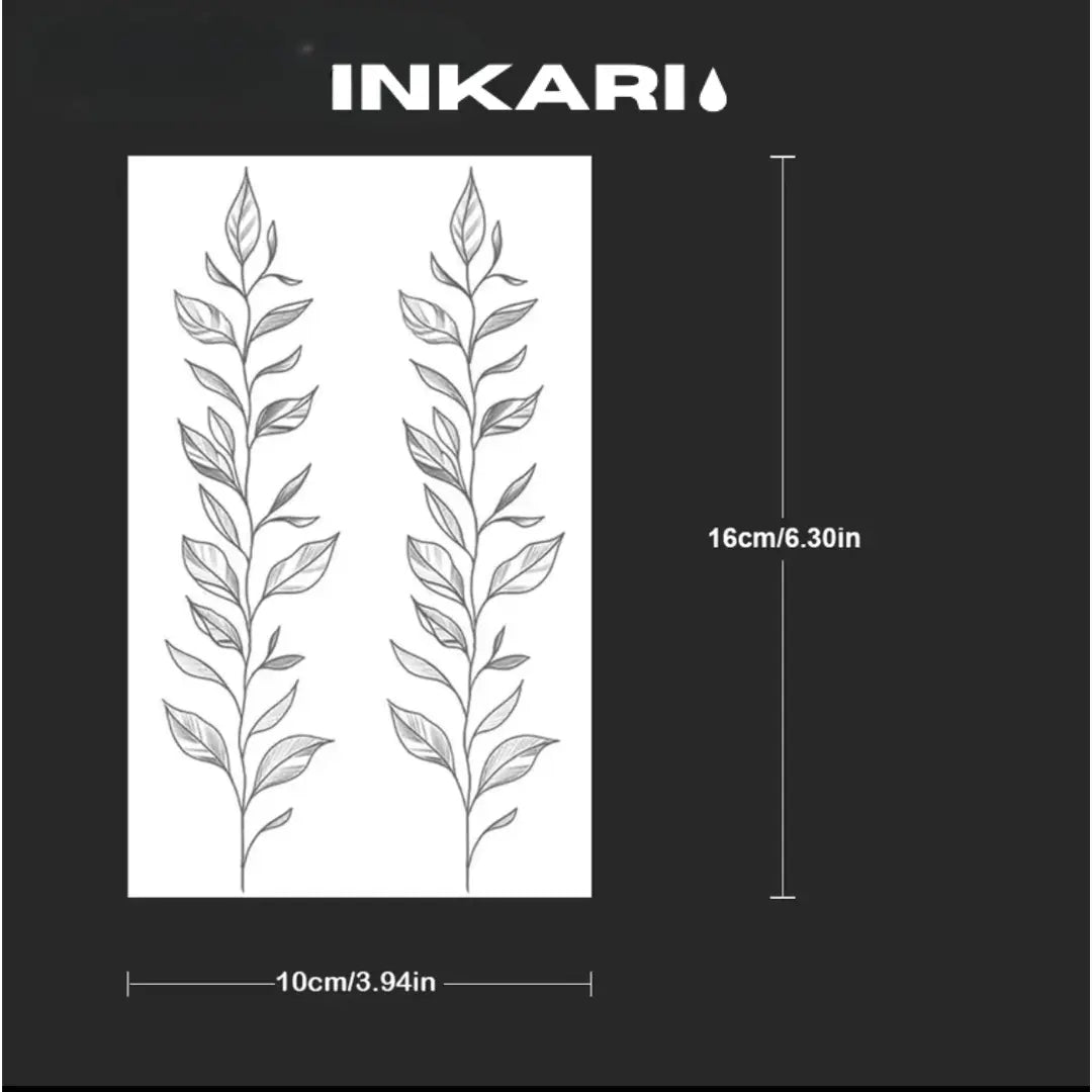 Blätterzweig Tattoo Set (2 Stück groß) - Inkari-shop