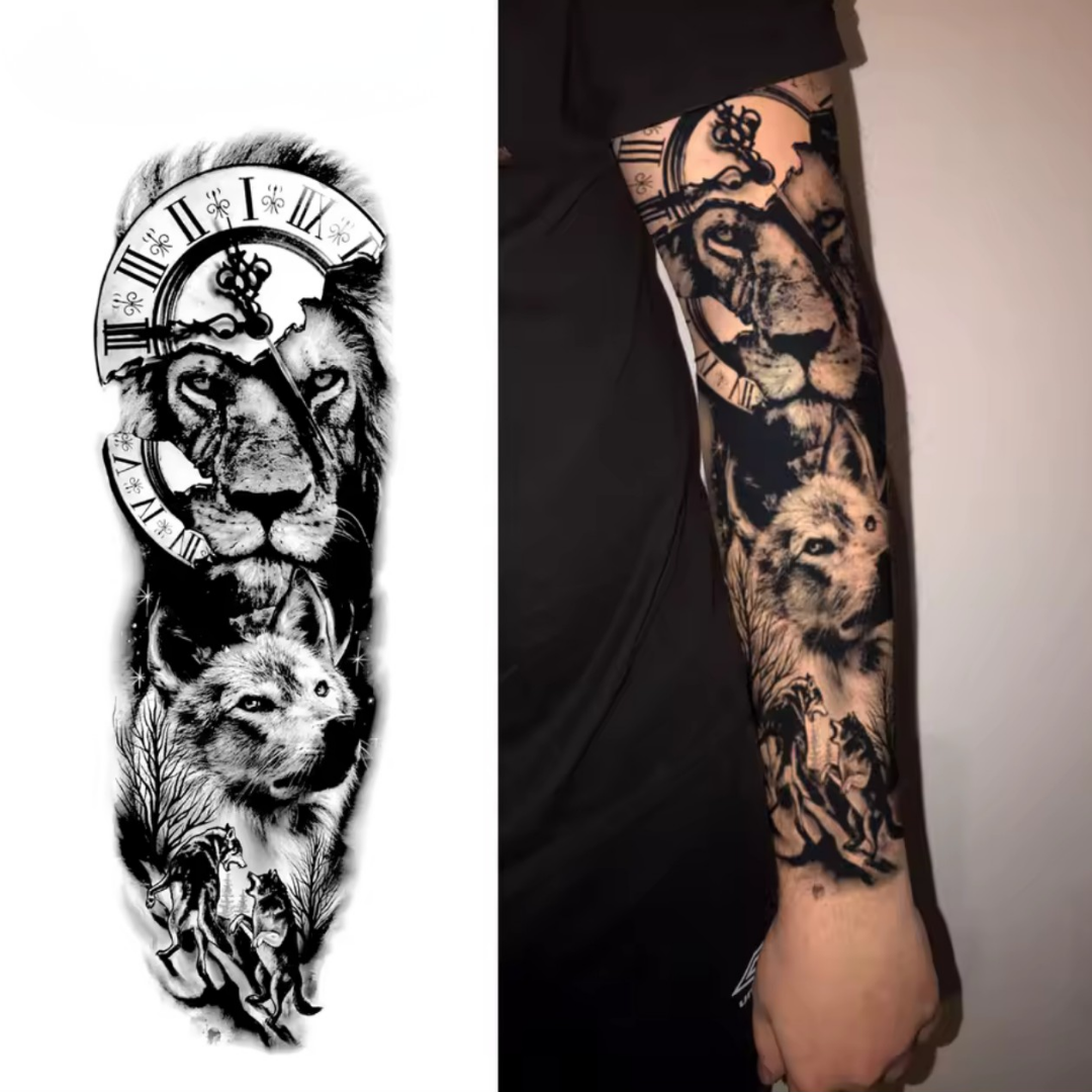 Löwen-Wolf-Tattoo Sleeve