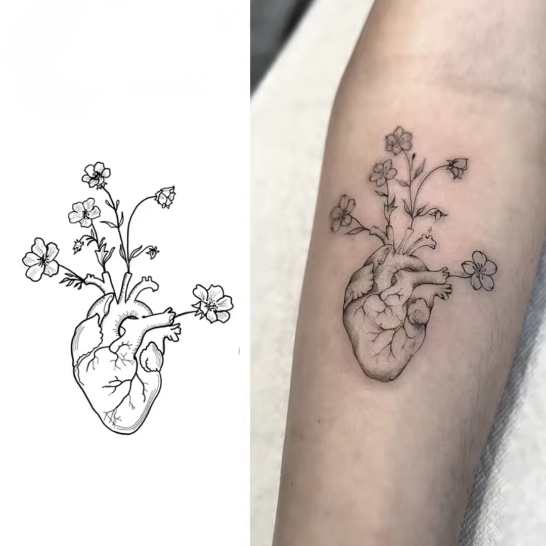 Blumenherz Tattoo