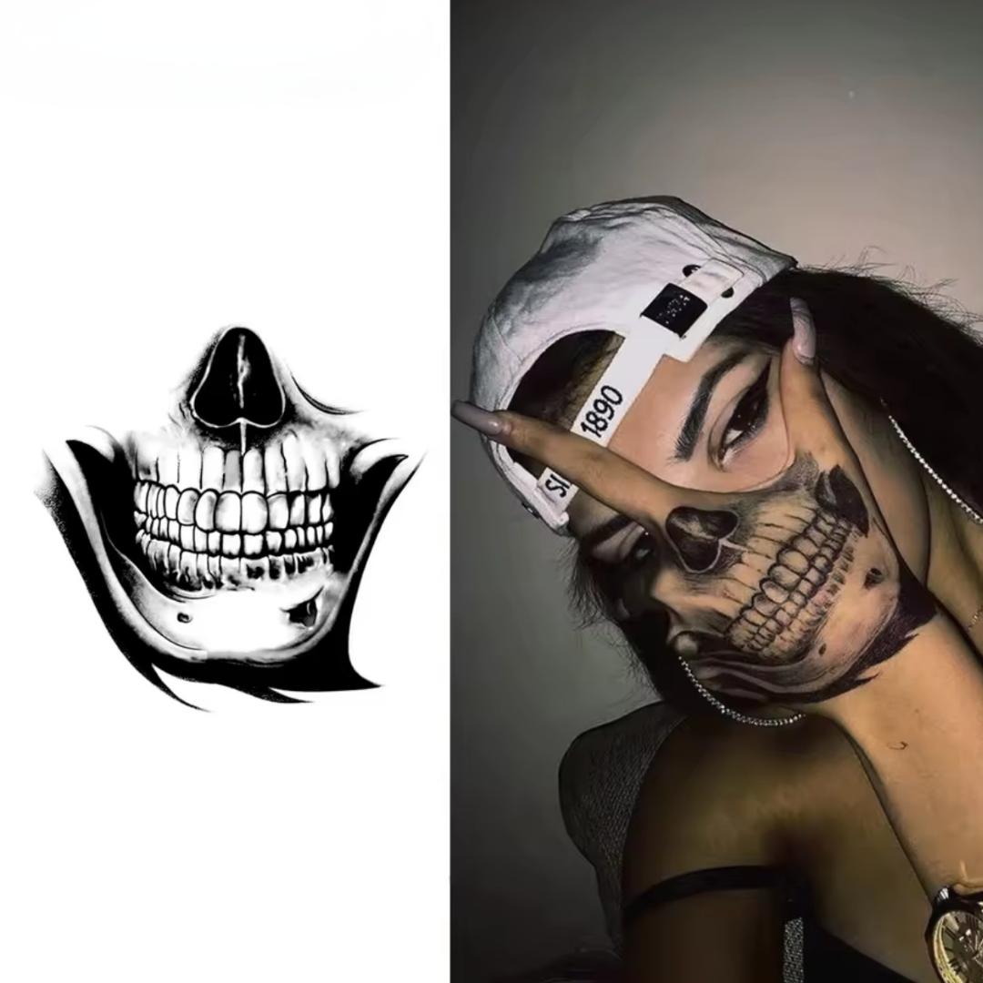 Totenkopf Gesicht Tattoo - Inkari-shop