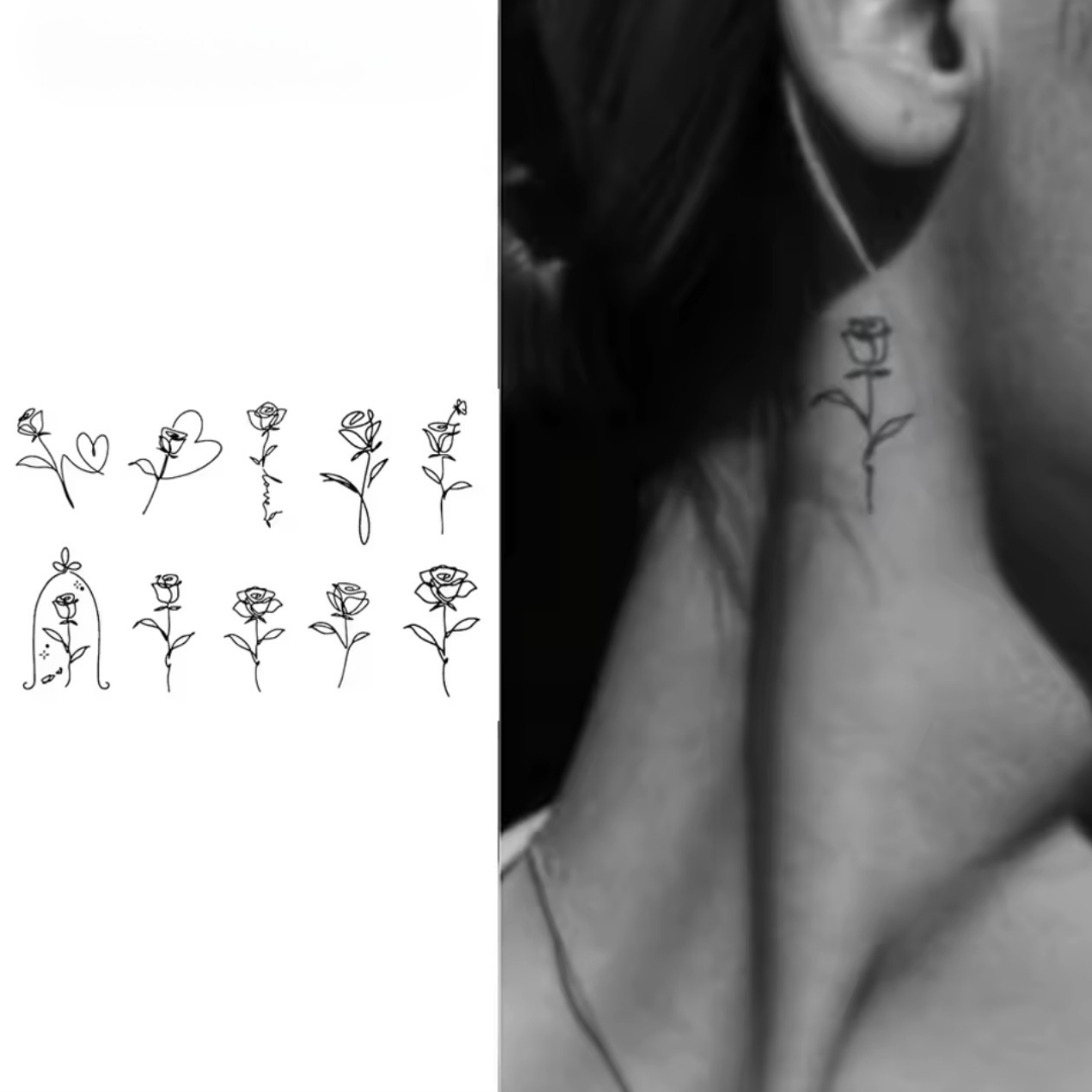 Mini Rosen Tattoo Set (10 Stück) - Inkari-shop