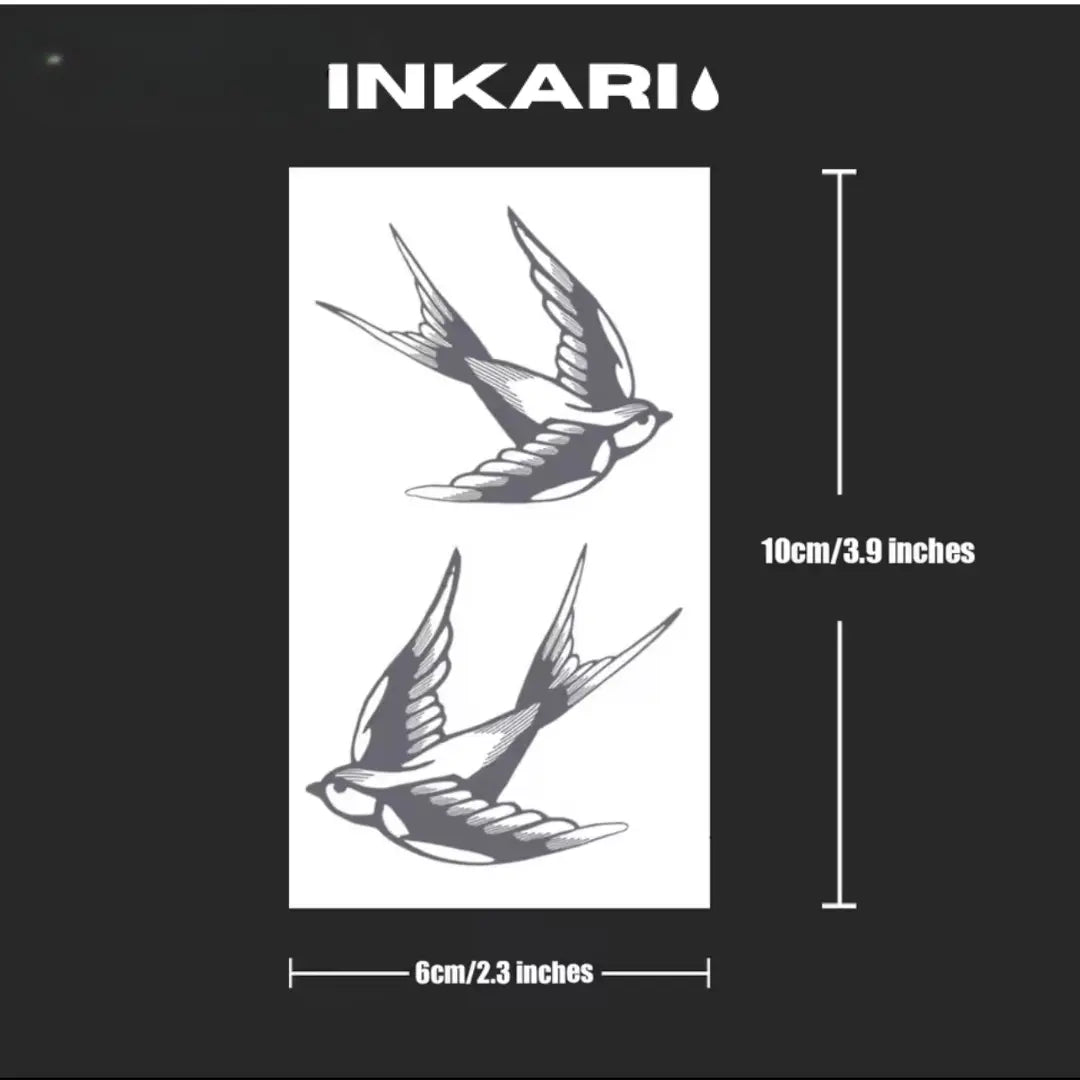 Vogel Tattoo Set (2 Stück groß) - Inkari-shop