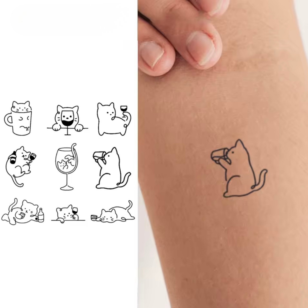 Katzen Tattoo Set (9 Stück)