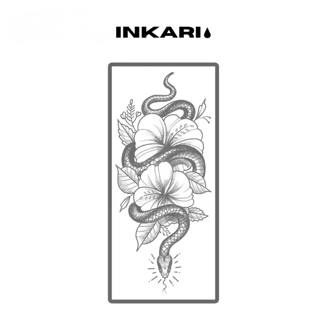 Schlangen Blumen Tattoo - Inkari-shop