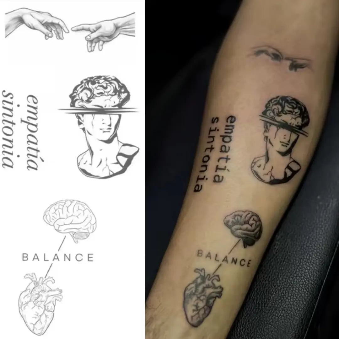 Heart & Brain Tattoo Set (4 Stück) - Inkari-shop