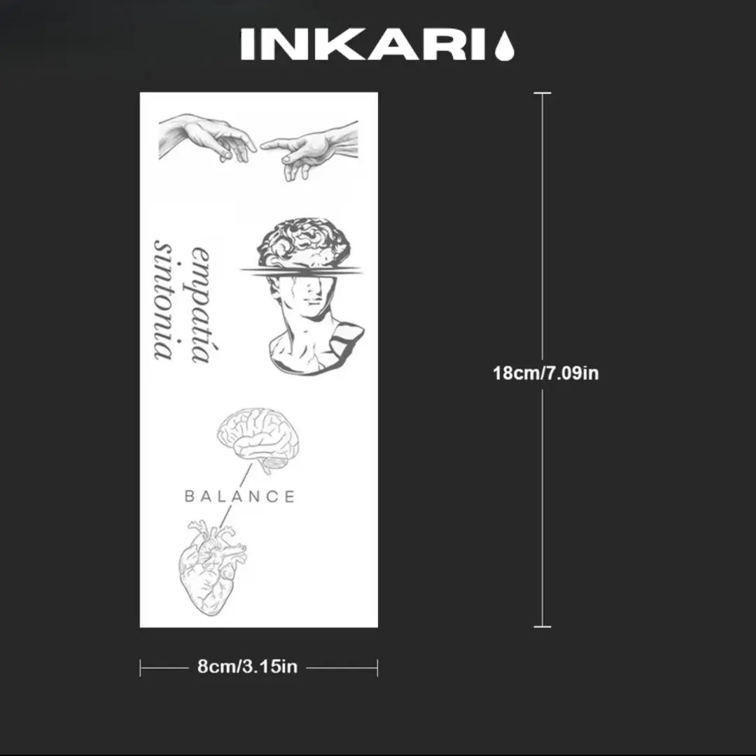 Heart & Brain Tattoo Set (4 Stück) - Inkari-shop